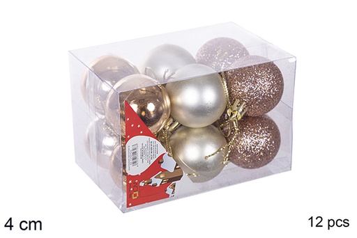 [112580] 12 shiny/matte/glitter champagne bauble 4cm