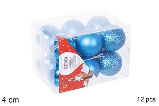 [112582] Pack 12 boules turquoise brillantes/mates 4 cm