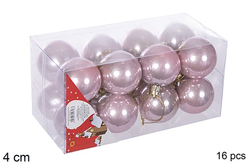 [112585] Pack 16 bolas oro rosa brillo 4 cm