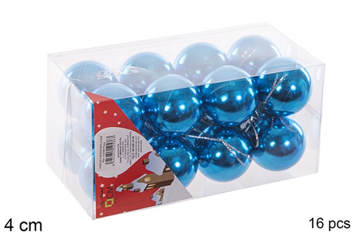 [112586] Pack 16 boules turquoises brillantes 4 cm