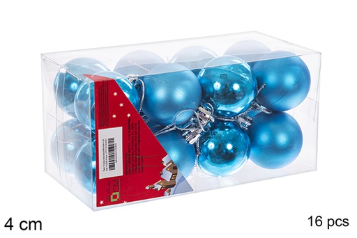 [112590] Pack 16 boules turquoises brillantes/mates 4 cm