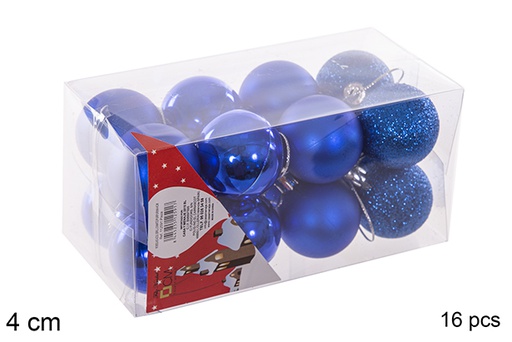 [112591] Pack 16 shiny/matte blue balls 4 cm