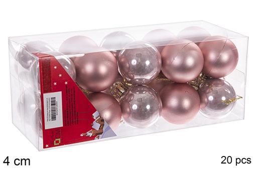 [112605] Pack 20 boules or rose brillantes/mates 4 cm