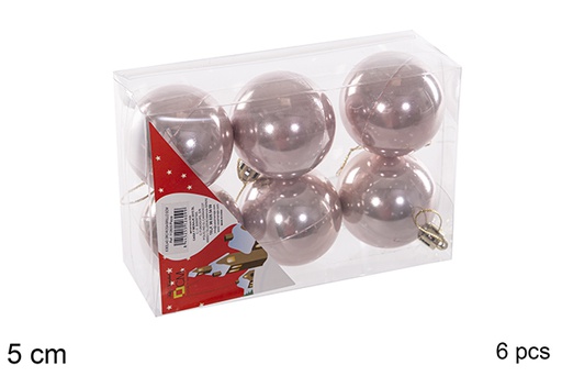 [112609] Pack 6 bolas ouro rosa brilhantes 5 cm