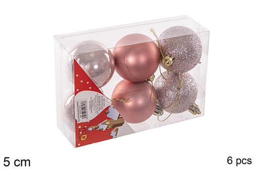 [112613] Pack 6 bolas ouro rosa brilhantes/foscas 5 cm