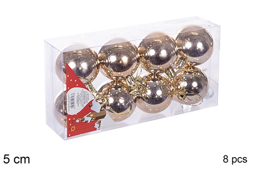 [112616] Pack 8 champagne shiny bauble 5 cm
