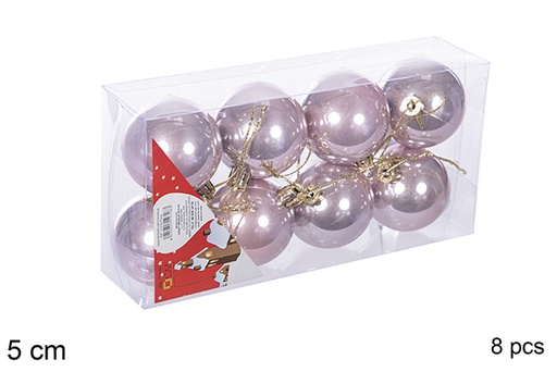 [112617] Pack 8 bolas ouro rosa brilhantes 5 cm