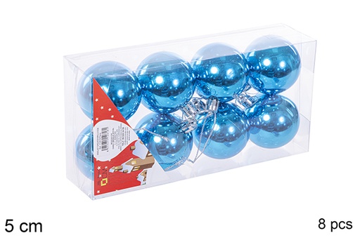 [112618] Pack 8 palline turchese lucide 5 cm