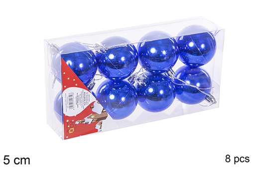 [112619] Pack 8 blue shiny bauble 5 cm