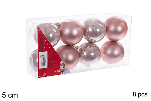 [112621] Pack 8 bolas ouro rosa brilhantes/foscas 5 cm