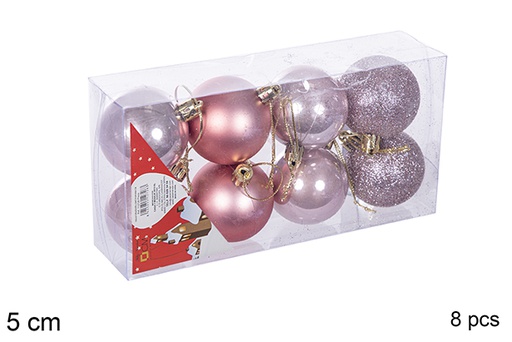 [112621] Pack 8 bolas ouro rosa brilhantes/foscas 5 cm