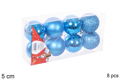 [112622] Pack 8 bolas turquesas brilhantes/foscas/glitter 5 cm