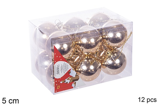 [112632] 12 shiny champagne bauble 5cm