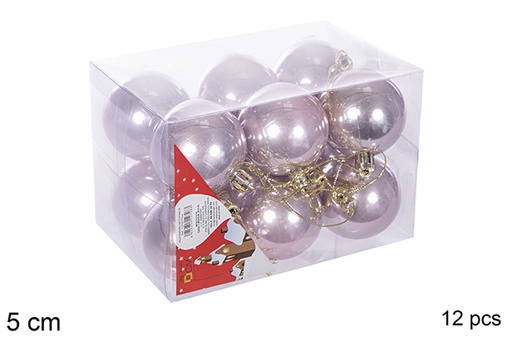 [112633] Pack 12 bolas  ouro rosa brilhantes 5 cm