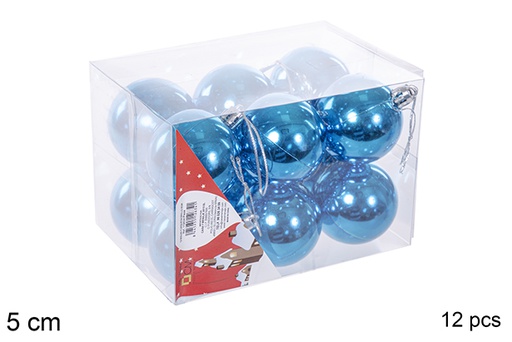 [112634] Pack 12 boules turquoise brillantes 5 cm