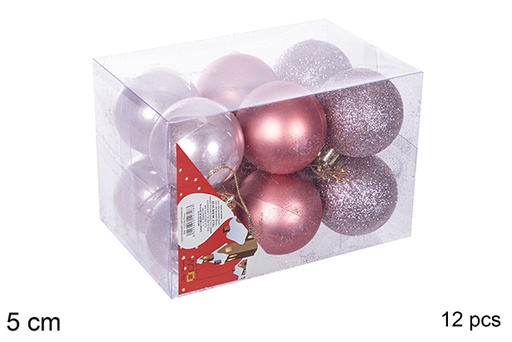 [112637] Pack 12 bolas ouro rosa brilhantes/foscas/glitter 5 cm