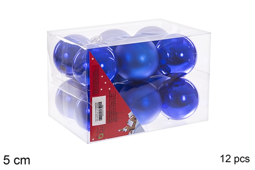 [112639] Pack 12 palline blu lucide/opache 5 cm