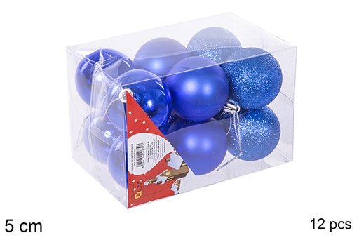 [112639] Pack 12 palline blu lucide/opache 5 cm