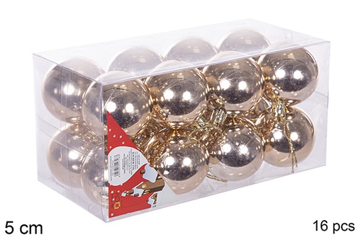 [112640] Pack 16 bolas champagne brillo 5 cm