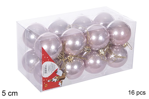 [112641] Pack 16 shiny rose gold balls 5 cm