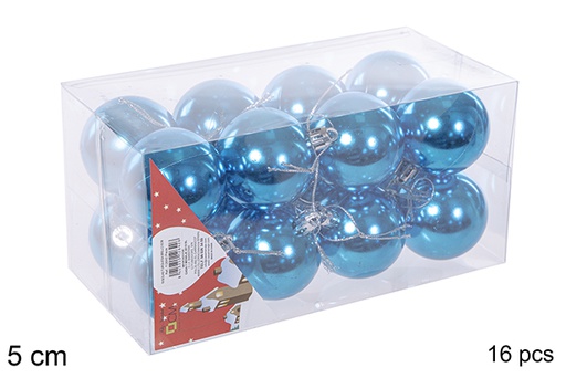 [112642] Pack 16 boules turquoises brillantes 5 cm