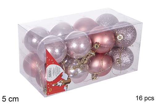 [112645] Pack 16 bolas ouro rosa brilhantes/foscas 5 cm