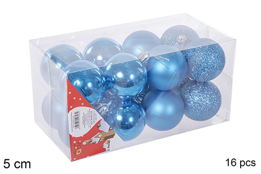 [112646] Pack 16 boules turquoises brillantes/mates 5 cm