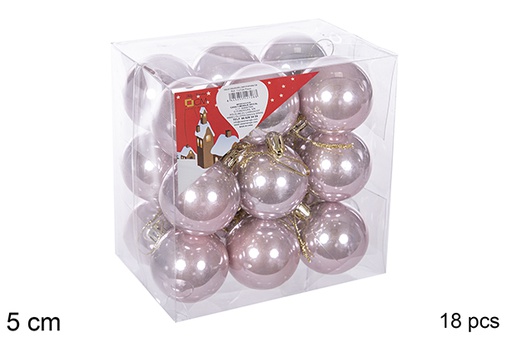 [112649] Pack 18 boules or rose brillantes 5 cm