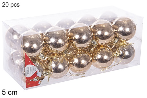 [112656] 20 boules brillantes champagne 5cm