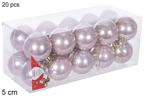 [112657] Pack 20 boules or rose brillantes 5 cm