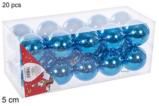 [112658] Pack 20 boules turquoise brillantes 5 cm