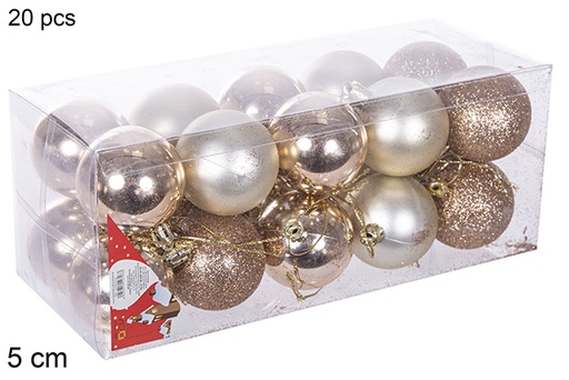 [112660] 20 shiny/matte/glitter champagne bauble 5cm