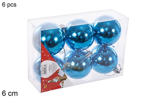 [112666] Pack 6 palline turchese lucide 6 cm