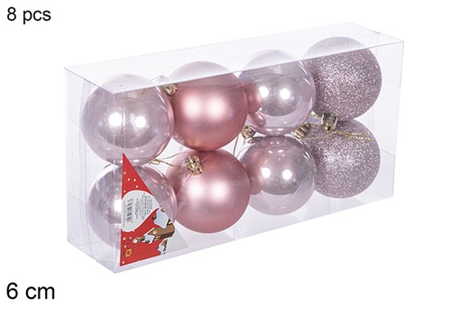 [112677] Pack 8 bolas ouro rosa brilhantes/foscas 6 cm