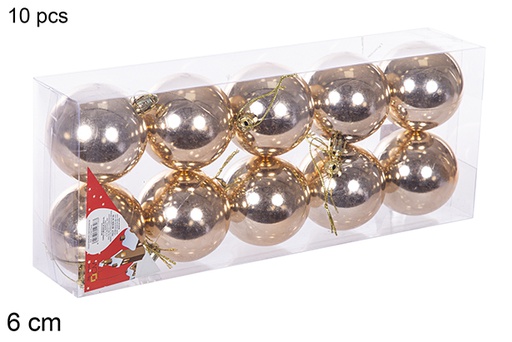 [112680] Pack 10 shiny champagne bauble 6 cm