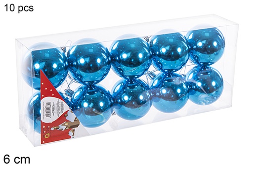 [112682] Pack 10 palline turchesi lucide 6 cm