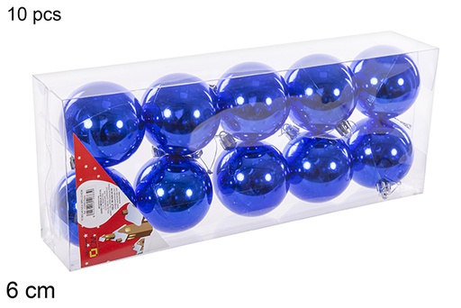 [112683] Pack 10 shiny blue bauble 6 cm