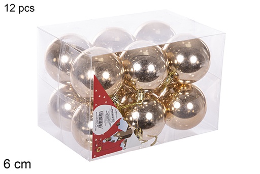 [112688] Pack 12 boules  champagne brillantes 6 cm