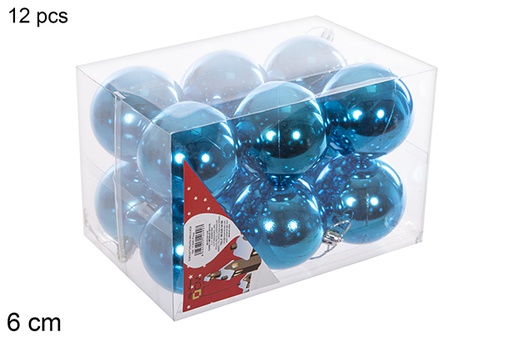 [112690] Pack 12 palline turchesi lucide 6 cm