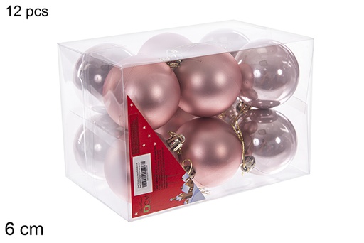 [112693] Pack 12 bolas ouro rosa brilhantes/foscas 6 cm