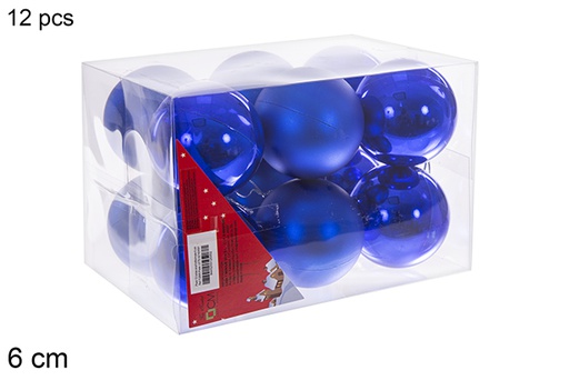 [112695] Pack 12 bolas azul brillo/mate 6 cm