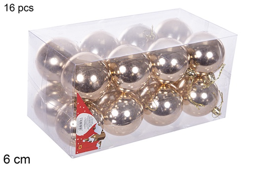 [112696] Pack 16 bolas champagne brillo 6 cm