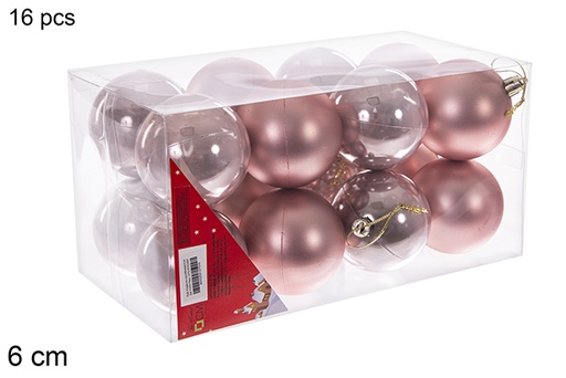 [112701] Pack 16 bolas ouro rosa brilhantes/foscas 6 cm