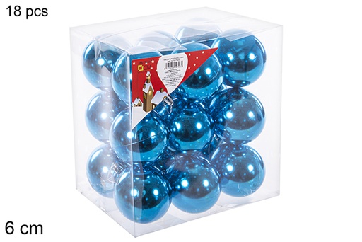 [112706] Pack 18 shiny turquoise bauble 6 cm