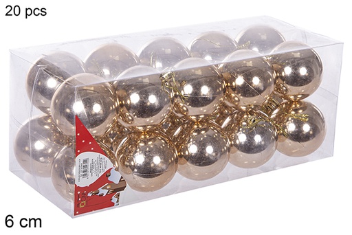 [112712] Pack 20 boules brillantes champagne 6 cm