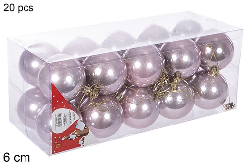 [112713] Pack 20 boules or rose brillantes 6 cm