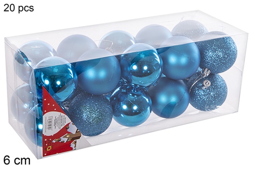 [112718] Pack 20 palline turchese lucide/opache/glitterate 6 cm