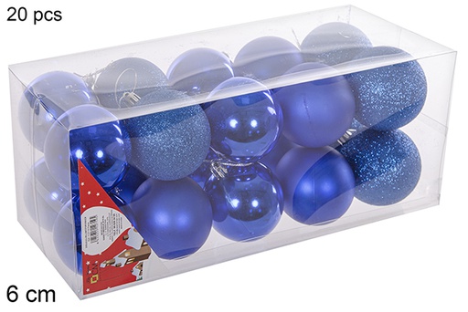 [112719] Pack 20 boules bleues brillantes/mates/à paillettes 6 cm