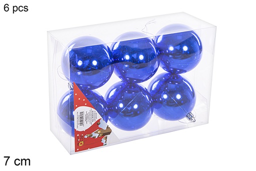 [112723] Pack 6 palline blu lucide 7 cm