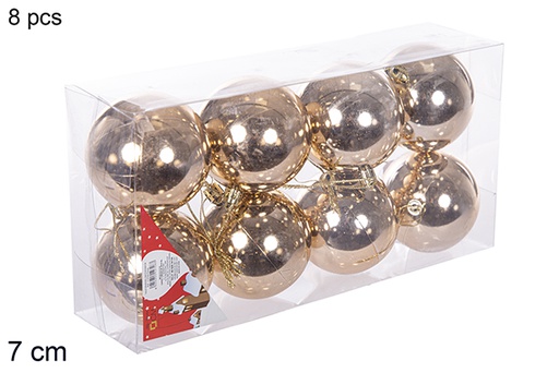 [112728] Pack 8 bolas champagne brillo 7 cm